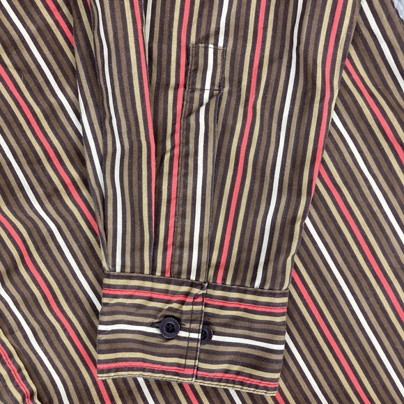 Roaman's Shirt‎ Women's Size Medium Brown Striped Long Sleeve Retro Casual Y2K - Picture 3 of 9